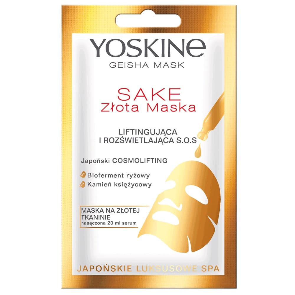 GEISHA MASK - SAKE - Złota maska liftingująca i rozświetlająca S.O.S na tkaninie -