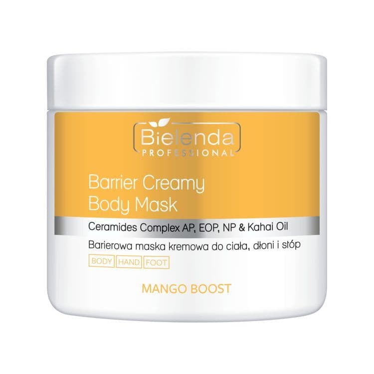 Bielenda Professional Mango Boost Barrier Creamy Body Mask Barierowa maska kremowa do ciała, dłoni i stóp - Mango, olej Kahai, kompleks ceramidów