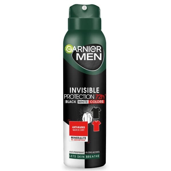 Men Invisible Protection 72H Black White Colors Antyperspirant spray