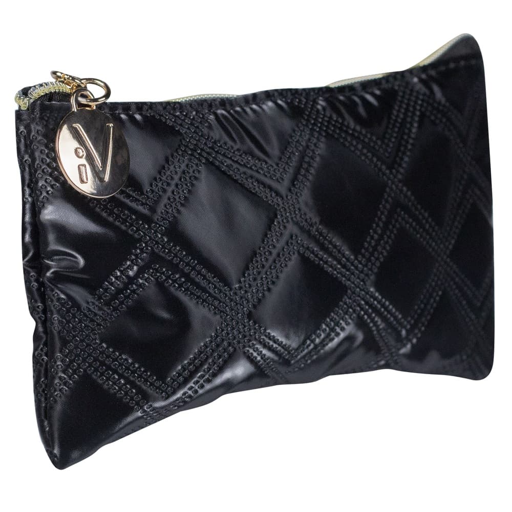 Mała, czarna kosmetyczka pikowana - Gold & Black - 418 028