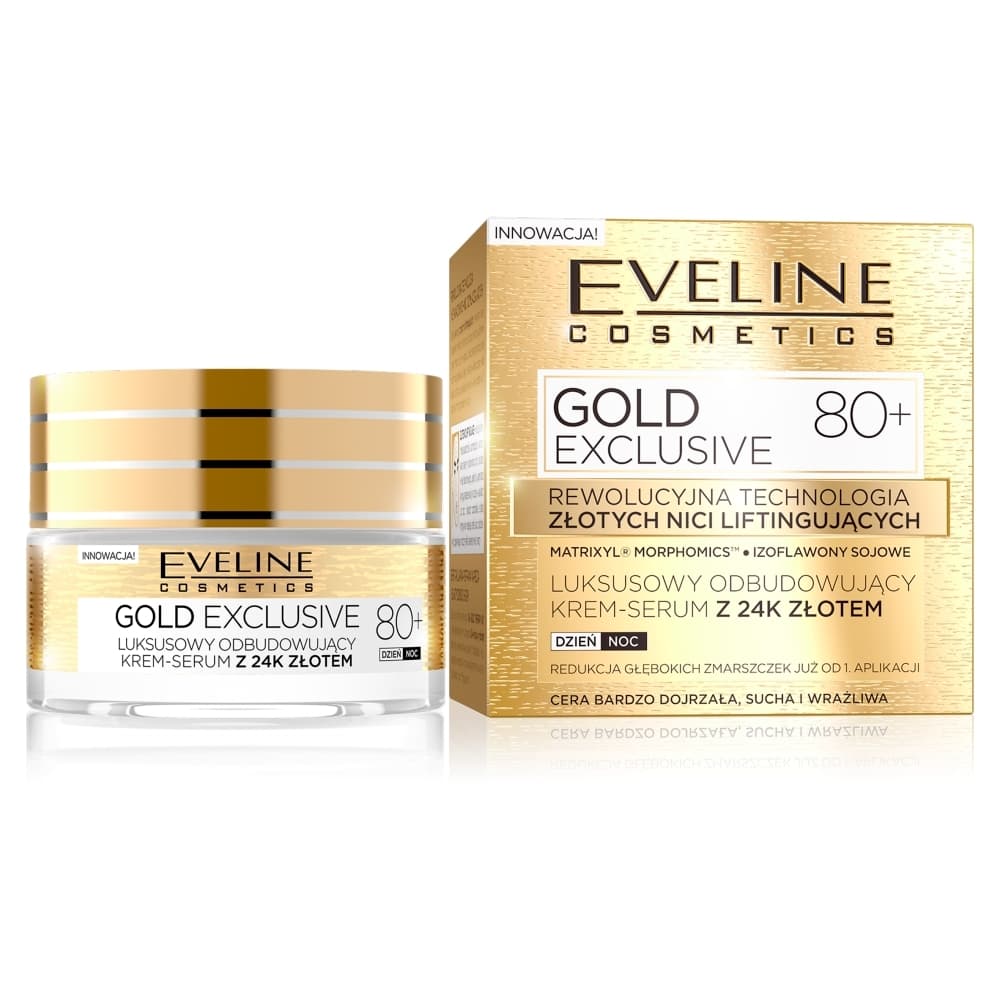Gold Exclusive 80+ luksusowy odbudowujący krem-serum z 24k złotem