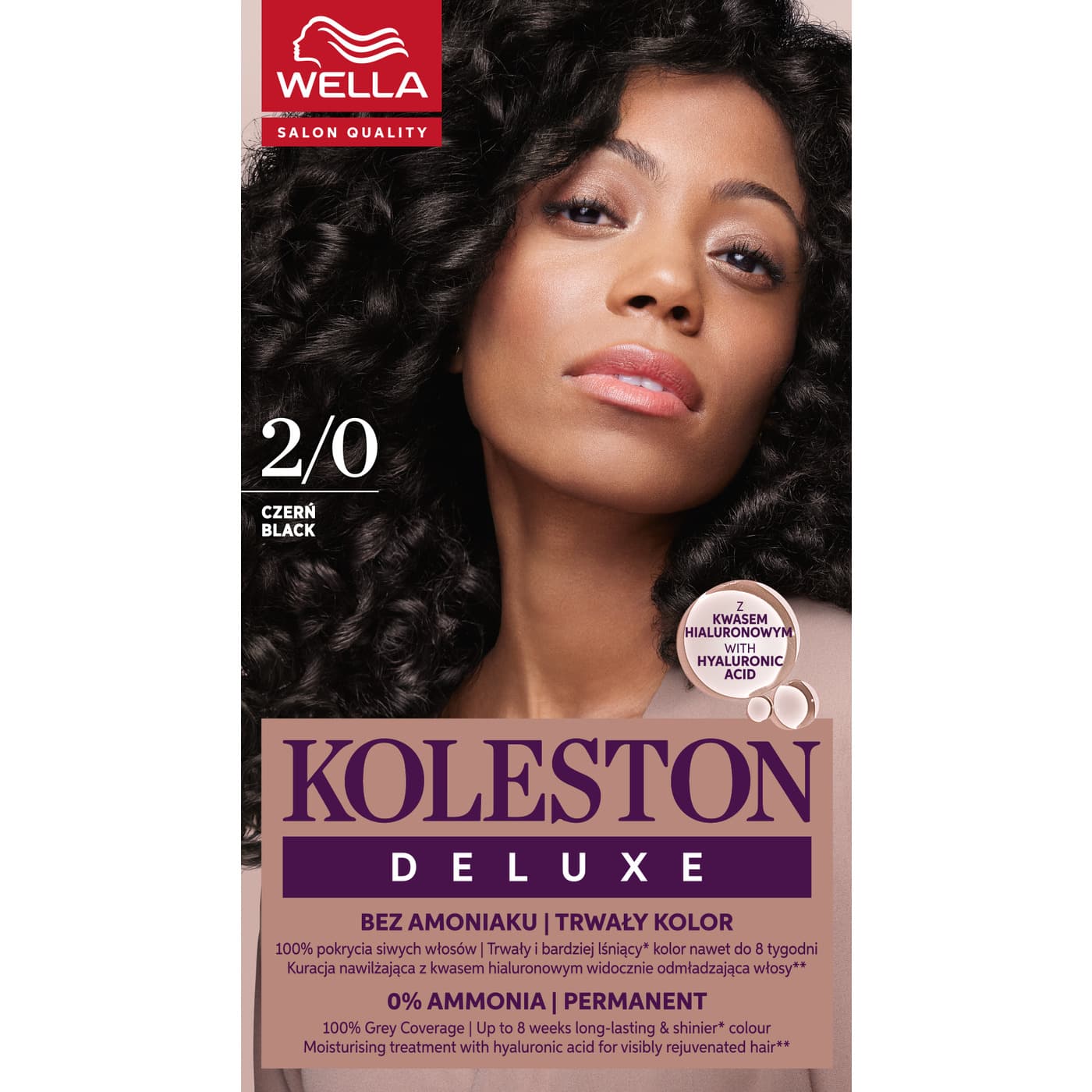 Koleston Deluxe, farba do włosów, Czerń, 2/0