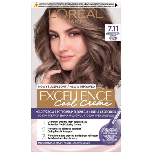 Paris Excellence Cool Creme farba do włosów 7.11 Ultrapopielaty Blond