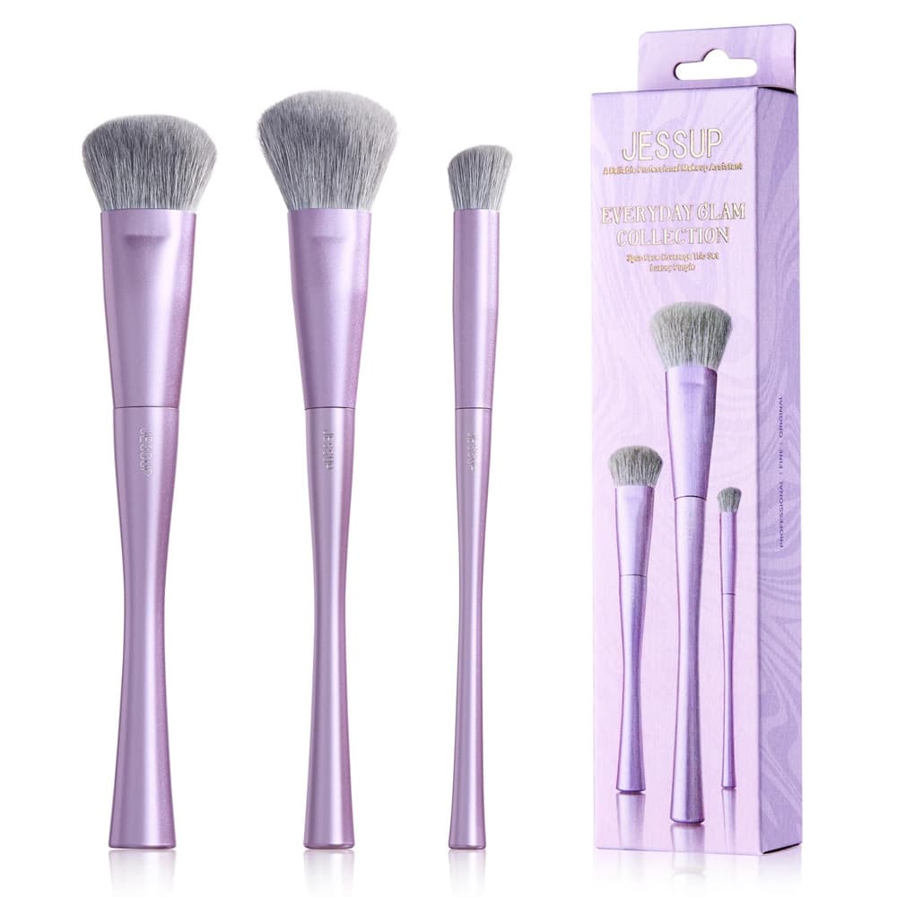 Luxury Purple Face Coverage Trio Makeup Brush zestaw pędzli do makijażu T513