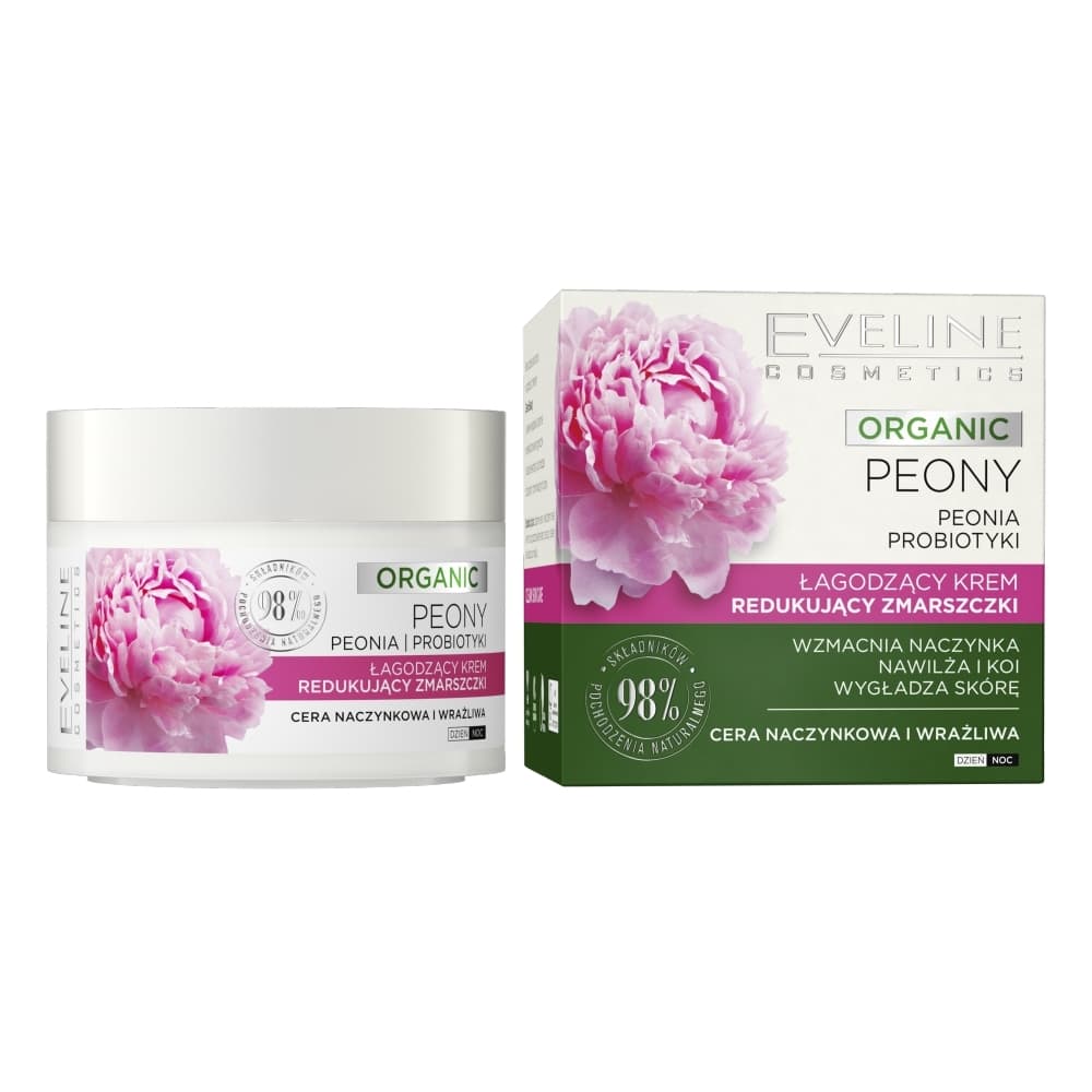 Organic Peony - Łagodzący krem redukujący zmarszczki - Peonia i Prebiotyk - Cera naczynkowa i wrażliwa