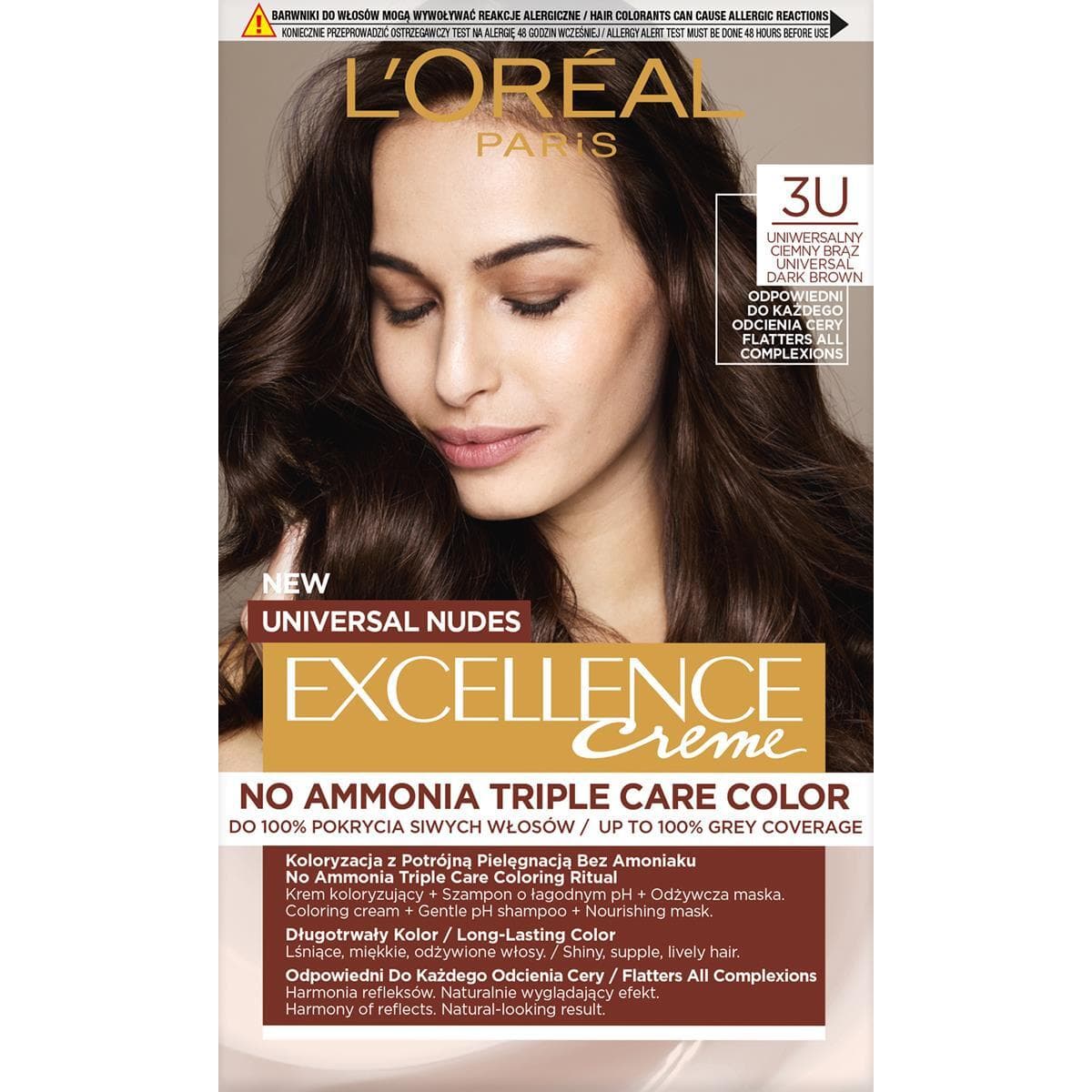 Paris Universal Nudes Excellence Creme pielęgnacyjny krem koloryzujący 3U Uniwersalny Ciemny Brąz
