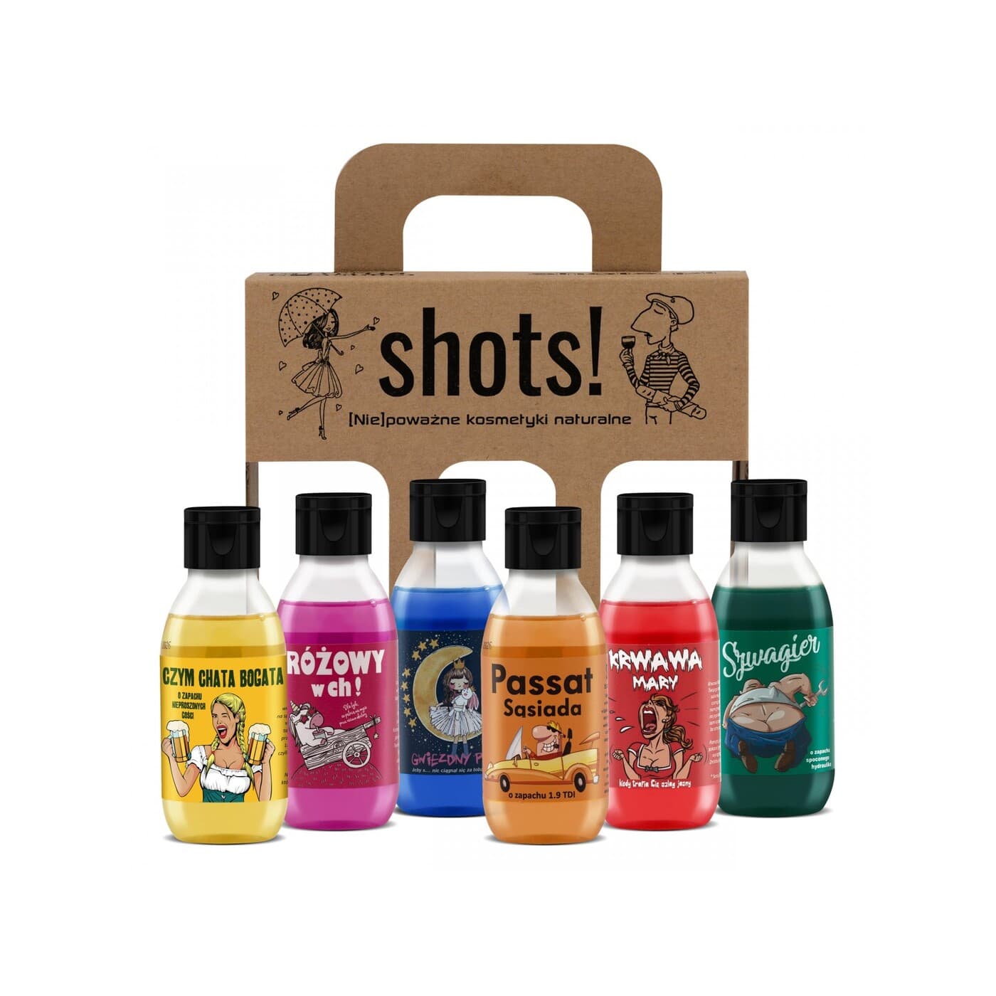 Shots!, zestaw 6 żeli pod prysznic dla niego