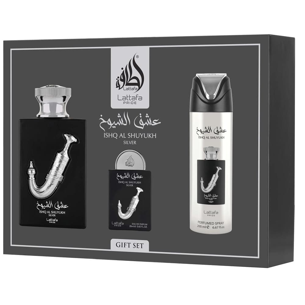 Ishq Al Shuyukh Silver zestaw woda perfumowana spray + woda perfumowana spray + dezodorant spray (U)