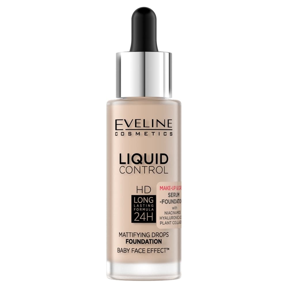Eveline HD Liquid Control Matujący i Kryjący Podkład 010 Light Beige
