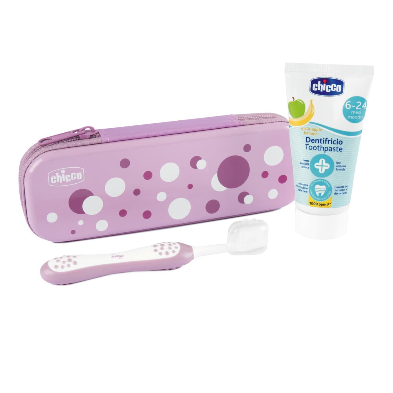 Zawsze z Uśmiechem zestaw pasta do zębów + szczoteczka do zębów + etui 6-36m Lila