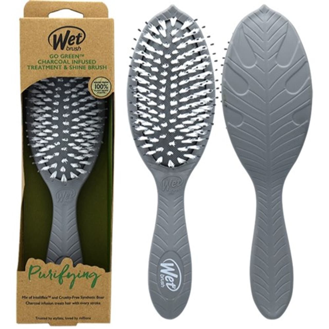 Go Green Treatment and shine, szczotka do włosów z włosiem dzika, charcoal