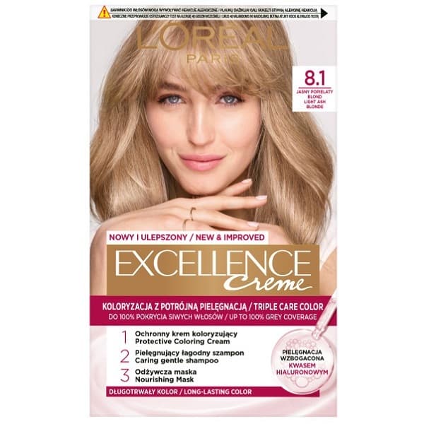 Paris Excellence Creme trwała farba 8.1 Jasny popielaty blond