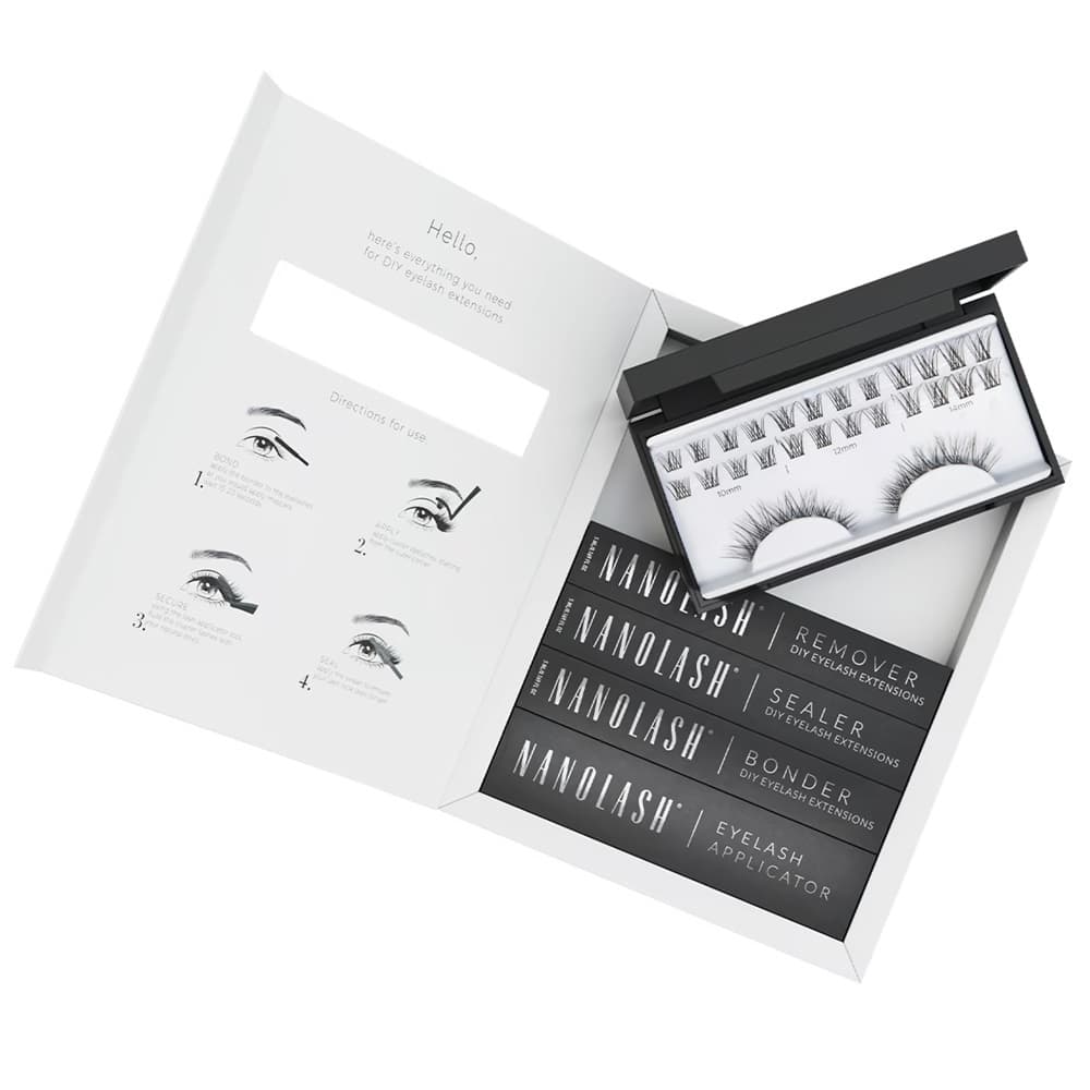 Diy Eyelash Extensions Starter Kit Zestaw startowy do przedłużania sztucznych rzęs bondingowych kępki - Classy