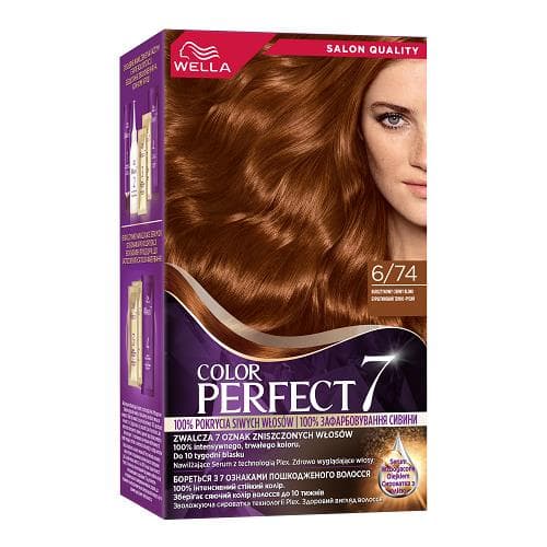 Color Perfect 7, farba do włosów, 6/74 bursztyn ciemny blond