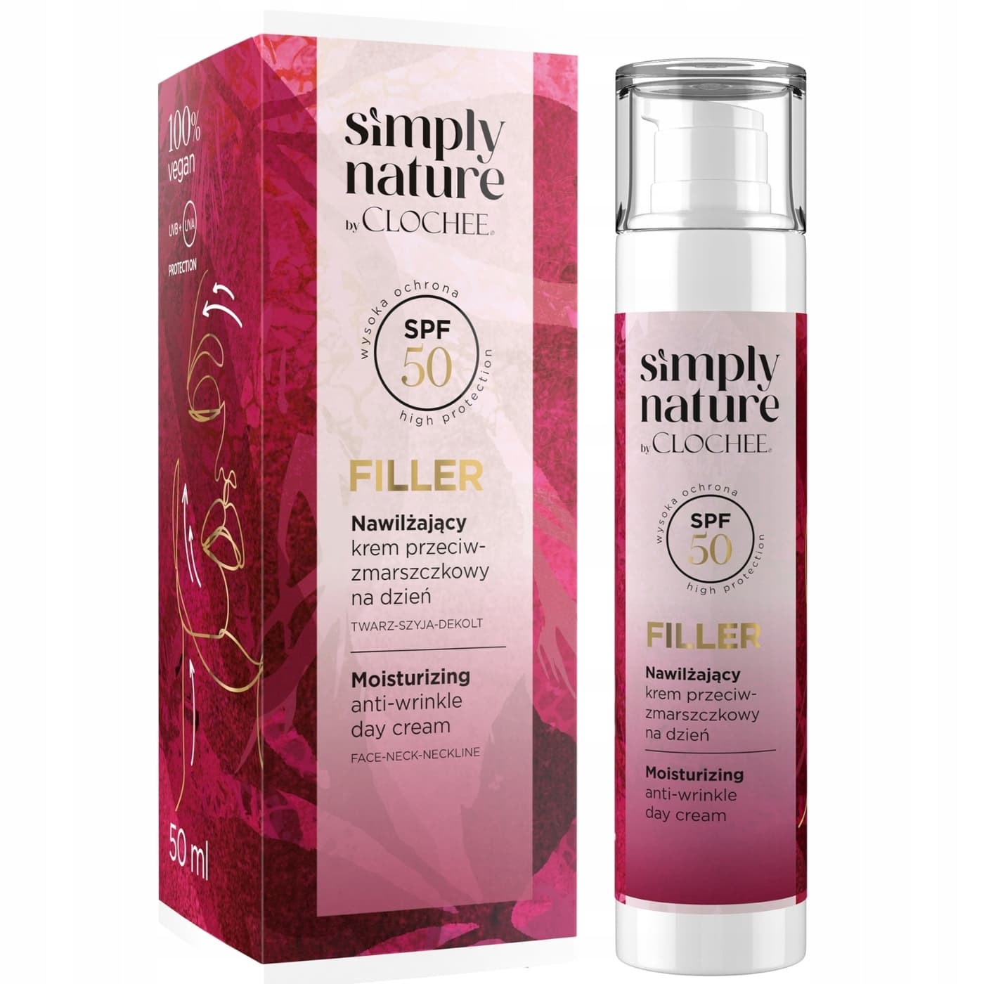Simply Nature Filler SPF50, nawilżający krem przeciwzmarszczkowy na dzień