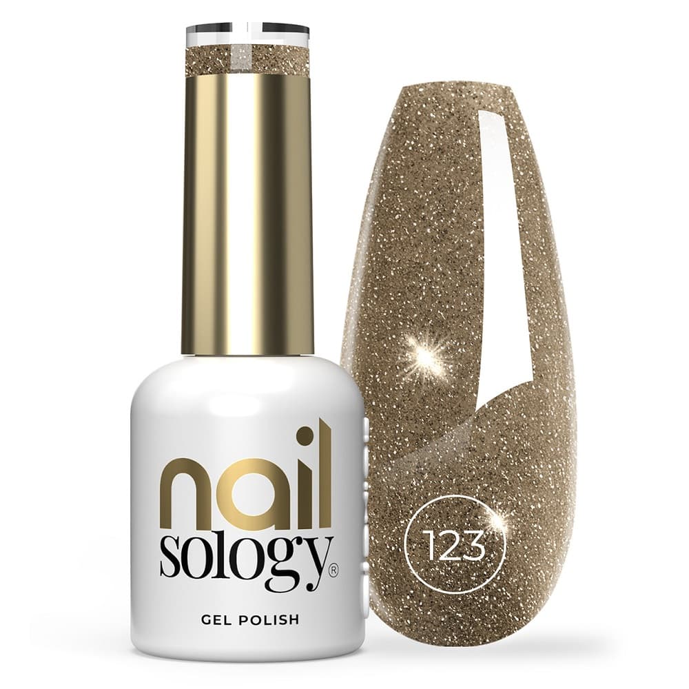 Nailsology lakier hybrydowy z brokatem 123 Golden Treasure