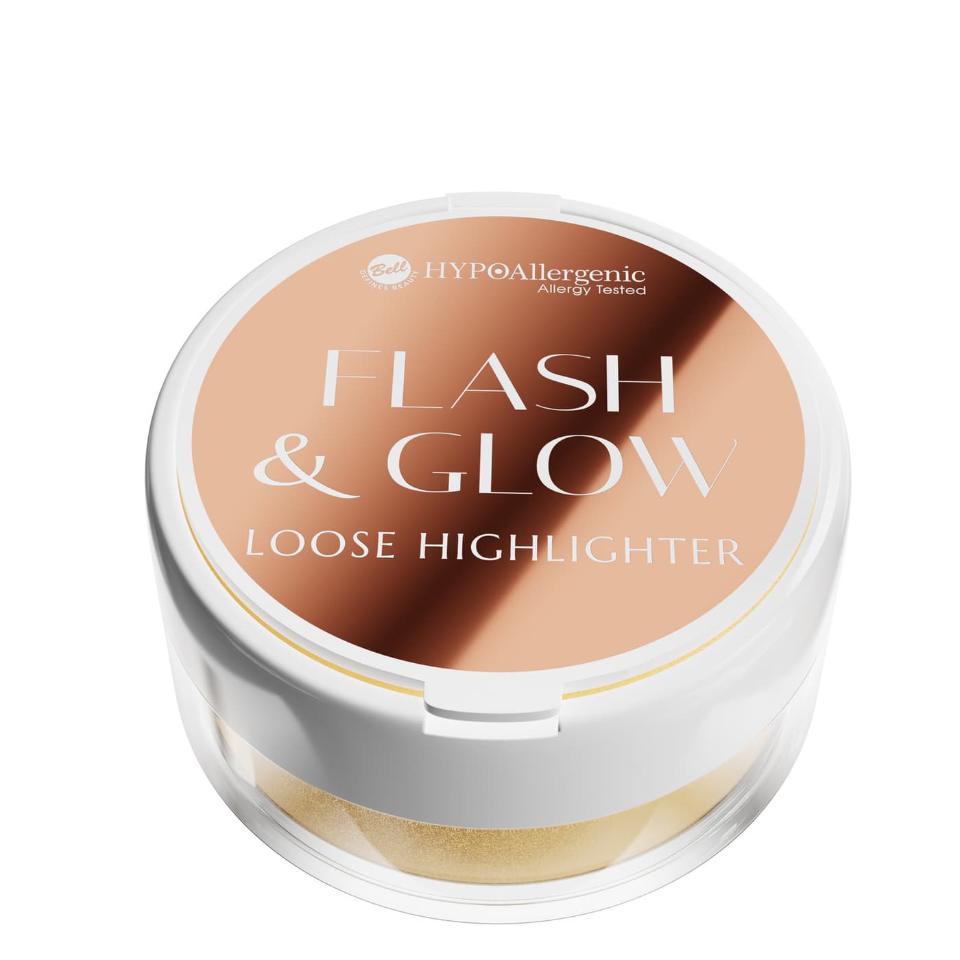 Hypoallergenic Flash & Glow Loose Highlighter, rozświetlacz sypki do twarzy, 001