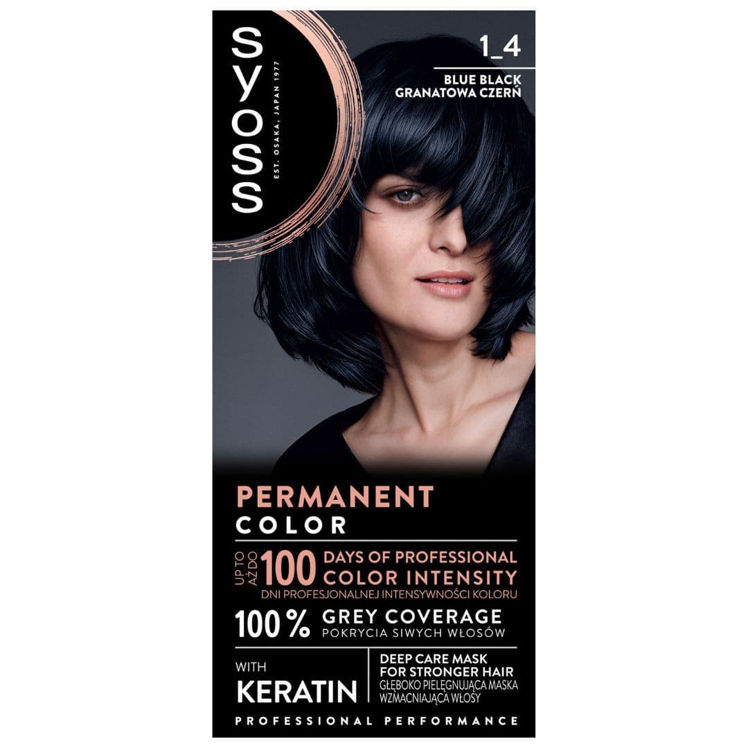 Permanent Coloration farba do włosów trwale koloryzująca 1_4 Granatowa Czerń