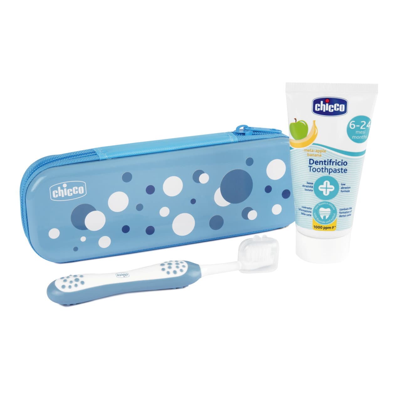 Zestaw pasta i szczotka do zębów + etui indigo 6-36 miesięcy 1 komplet