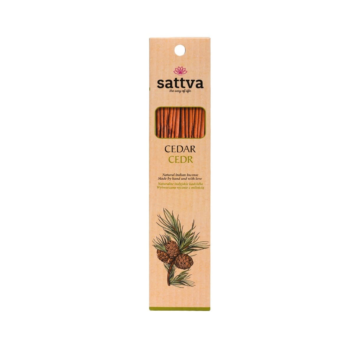 Sattva Natural Indian Incense naturalne indyjskie kadzidełko Cedr