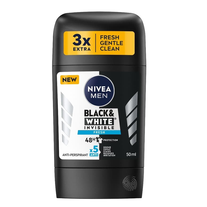 Black White Invisible Fresh 72H Antyperspirant Męski Sztyft