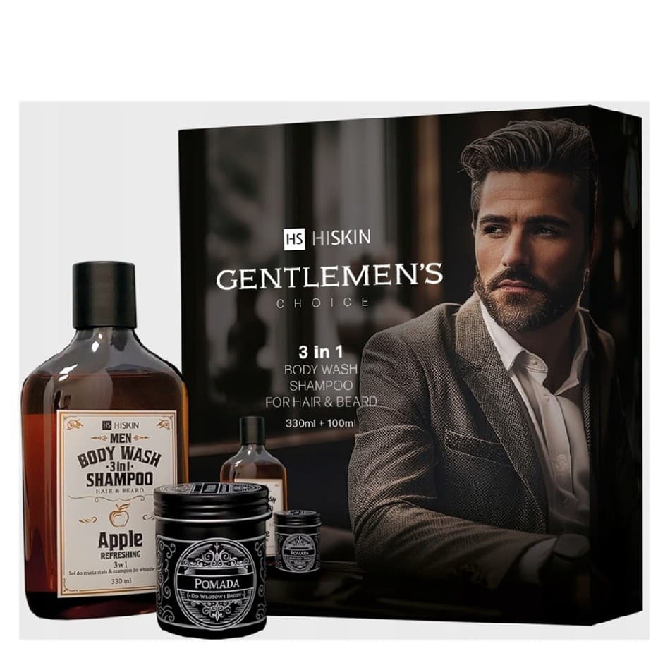 Gentlemen's Choice 3w1 Zestaw kosmetyków dla mężczyzn - Żel do mycia ciała i szampon do włosów i brody + Pomada nawilżająca
