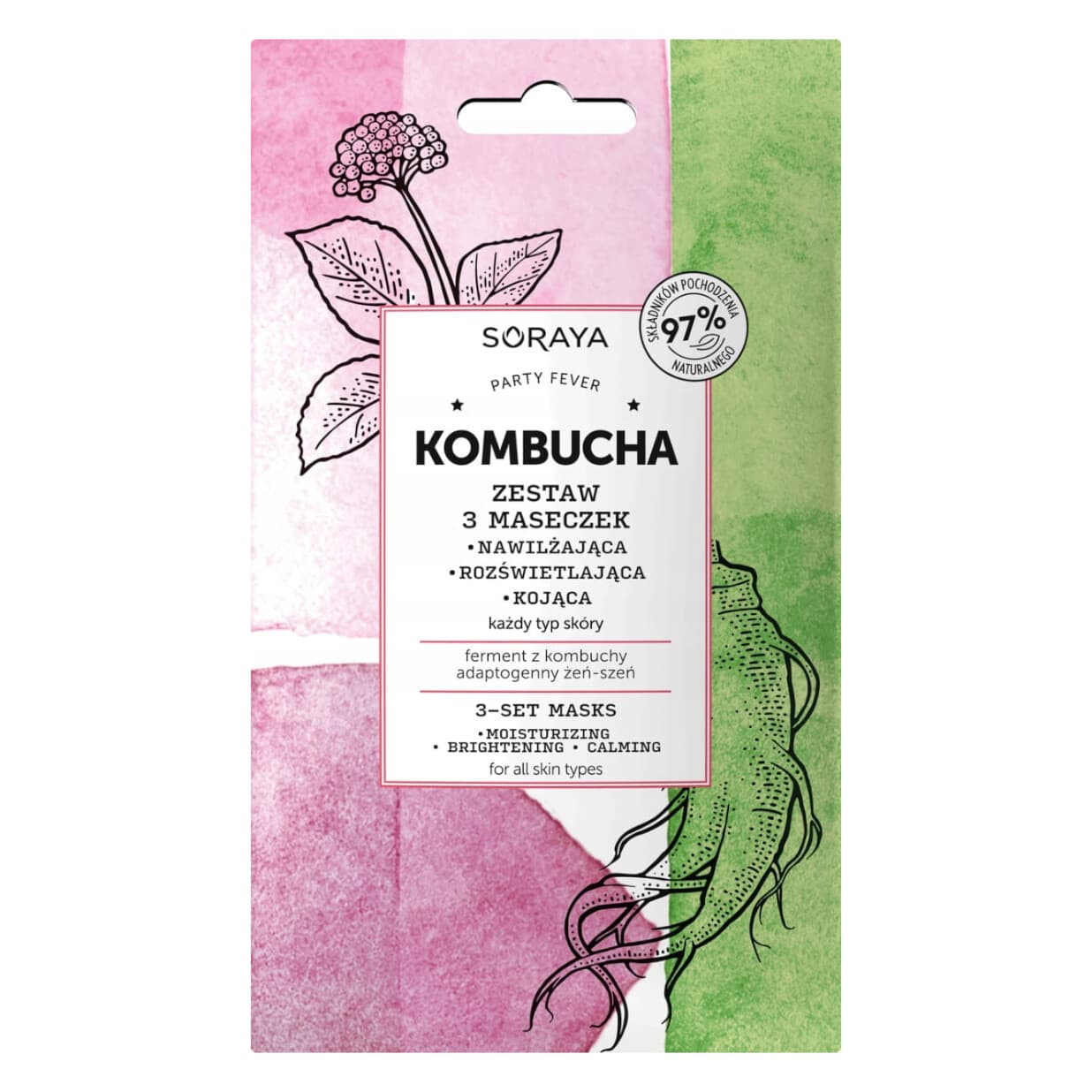 Kombucha, zestaw trzech maseczek