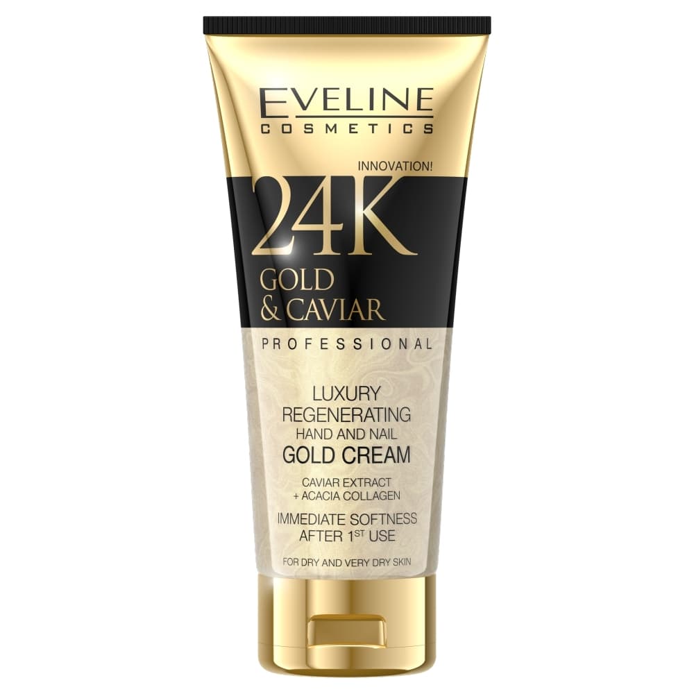 Eveline 24K Gold & Caviar, regenerujący krem do rąk dla skóry suchej i bardzo suchej