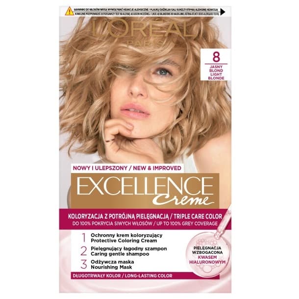 Paris Excellence Creme trwała farba do włosów 8 Jasny blond
