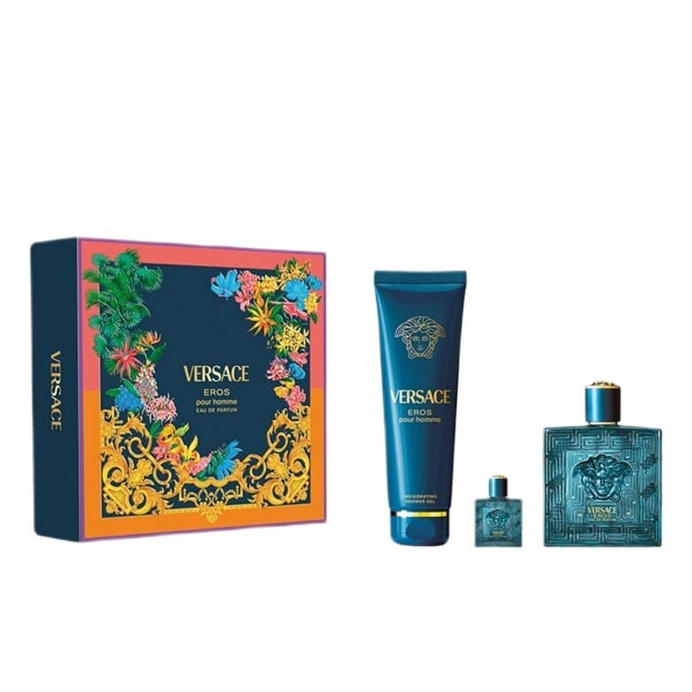 Eros Pour Homme zestaw woda perfumowana spray + żel pod prysznic + miniatura wody perfumowanej spray (M)