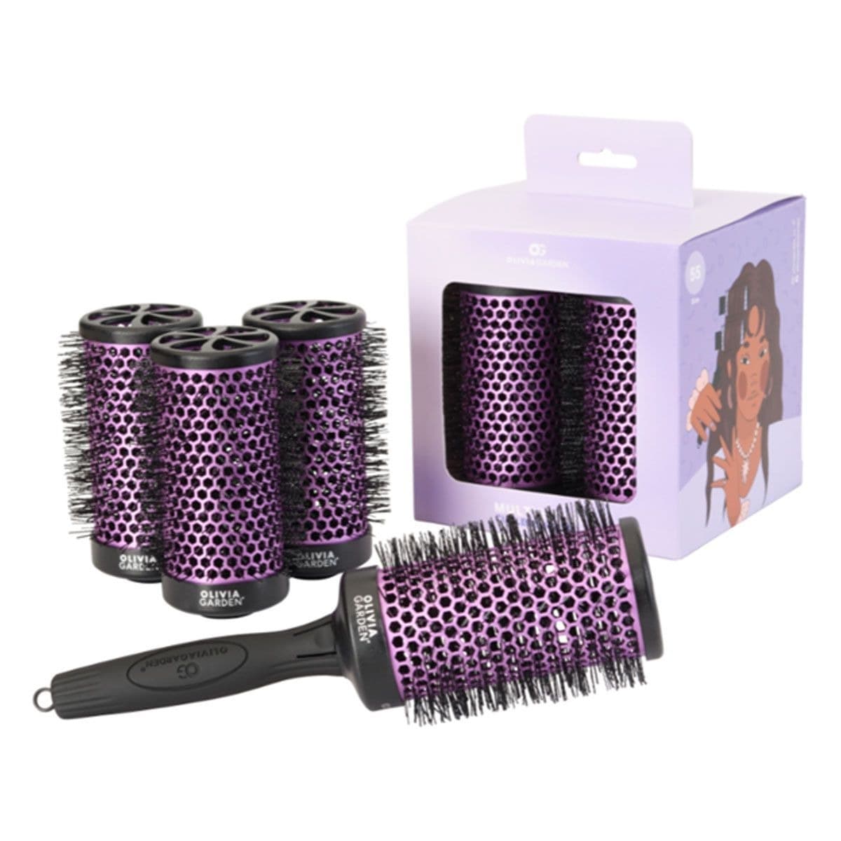 Multibrush Curlers Kit, zestaw szczotek do włosów, 55mm