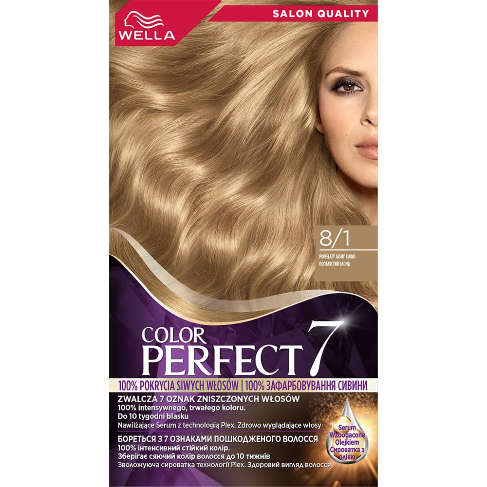 Color Perfect 7, farba do włosów, 8/1 popielaty jasny blond