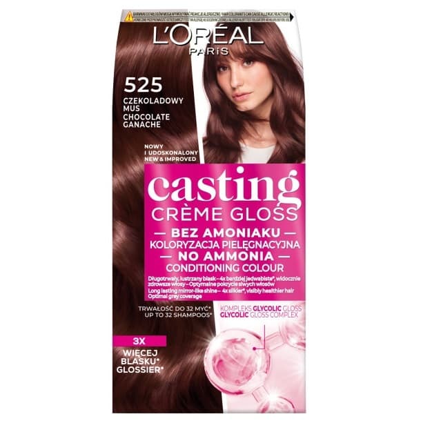 Brązowa Farba Do Włosów 525 Czekoladowy Mus L'Oréal Bez Amoniaku