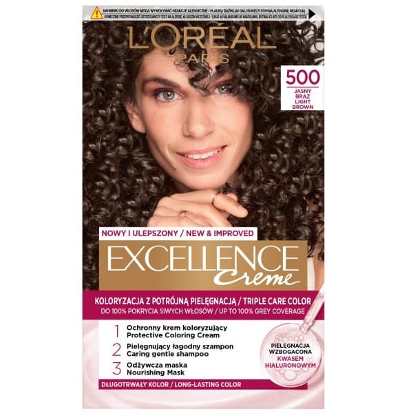 Paris Excellence Creme trwała farba do włosów 5/500 Jasny brąz