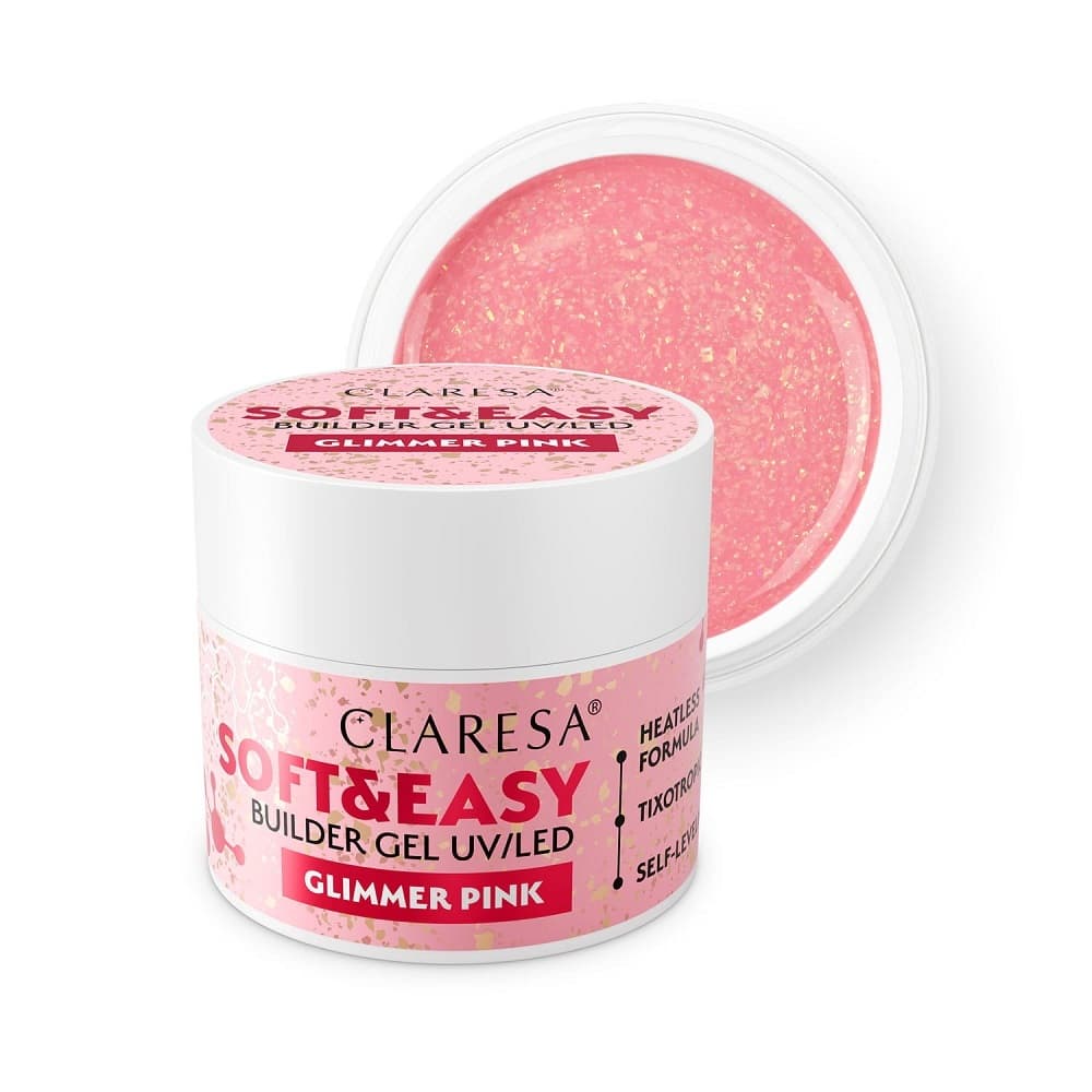 Soft Easy Builder Gel Żel Budujący Glimmer Pink Złote Płatki