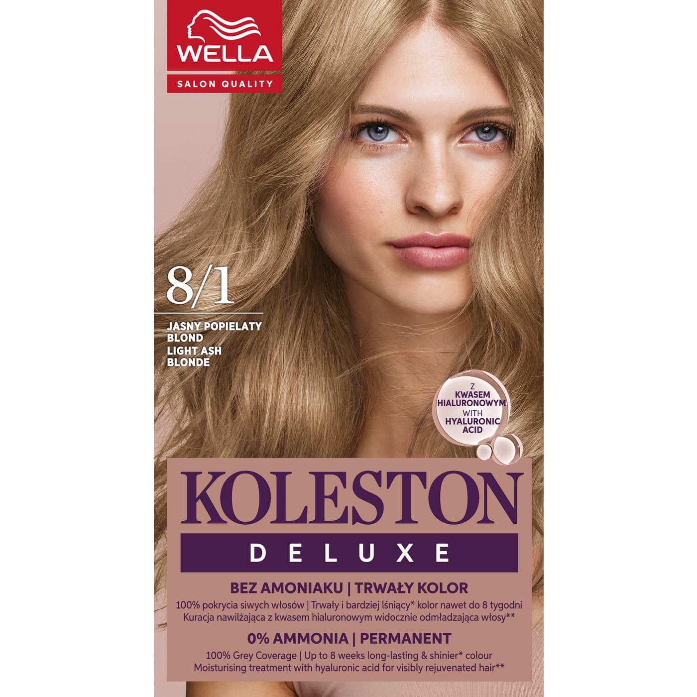 Koleston Deluxe, farba do włosów, Jasny Popielaty Blond, 8/1
