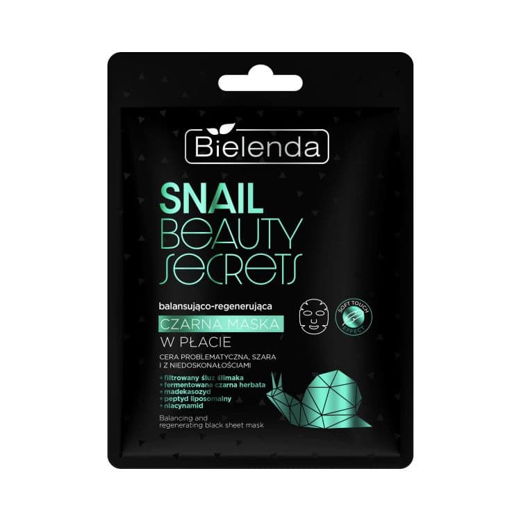 Snail Beauty Secrets - Balancing and Regenerating Black Sheet Mask - Balansująco-regenerująca czarna maska w płacie -