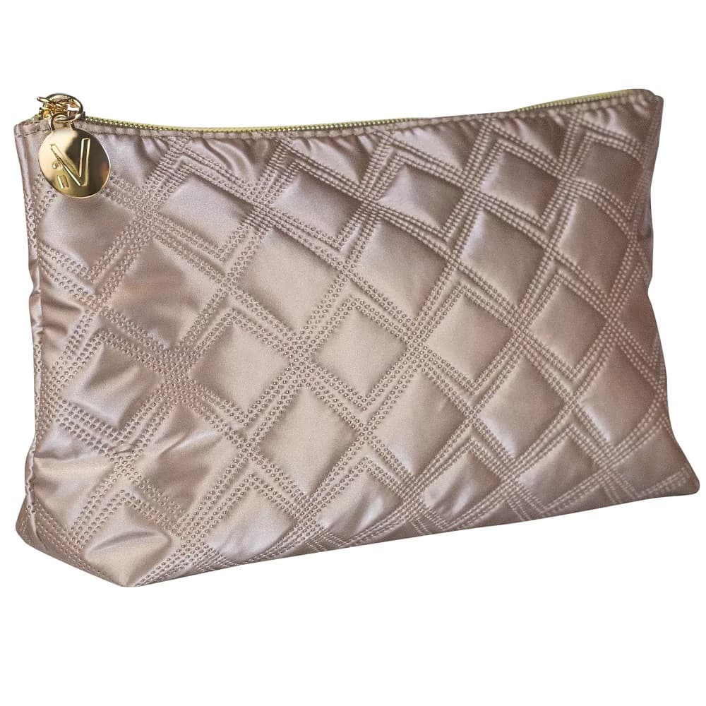 Czarna, prosta kosmetyczka pikowana - Gold & Black - 418 024