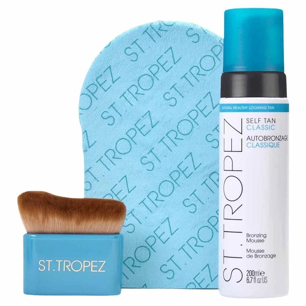 Tropez Ultimate Tan Body Essentials Kit zestaw Bronzing Mousse pianka samoopalająca + aplikator do samoopalacza + szczoteczka