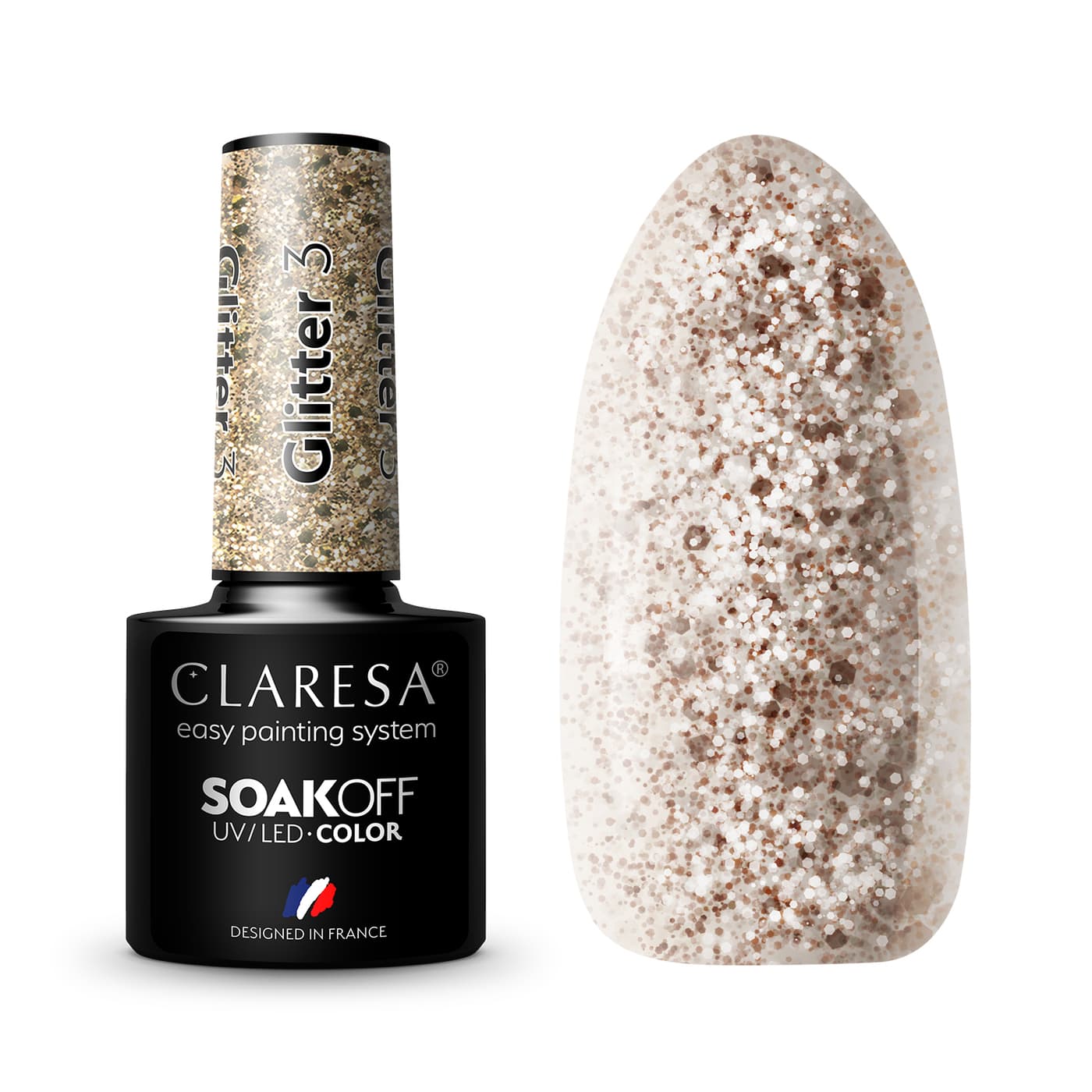 SOAK OFF UV/LED - GLOWING - GLITTER - Lakier hybrydowy do paznokci - - Glitter 3