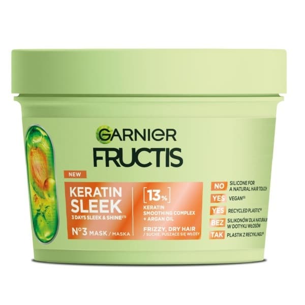 Fructis Keratin Sleek Maska do włosów nadająca blask i miękkość