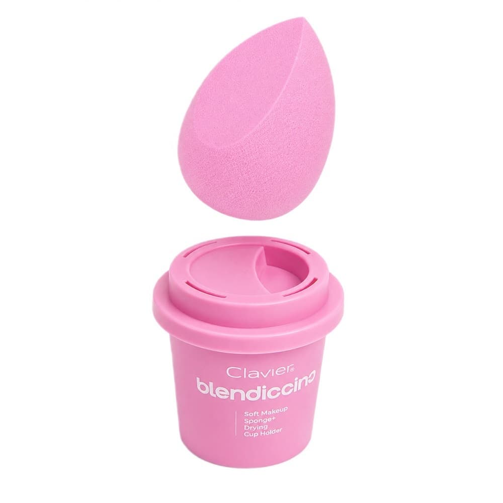 Blendiccino zestaw gąbeczka do makijażu + kubek do przechowywania Rose Presso