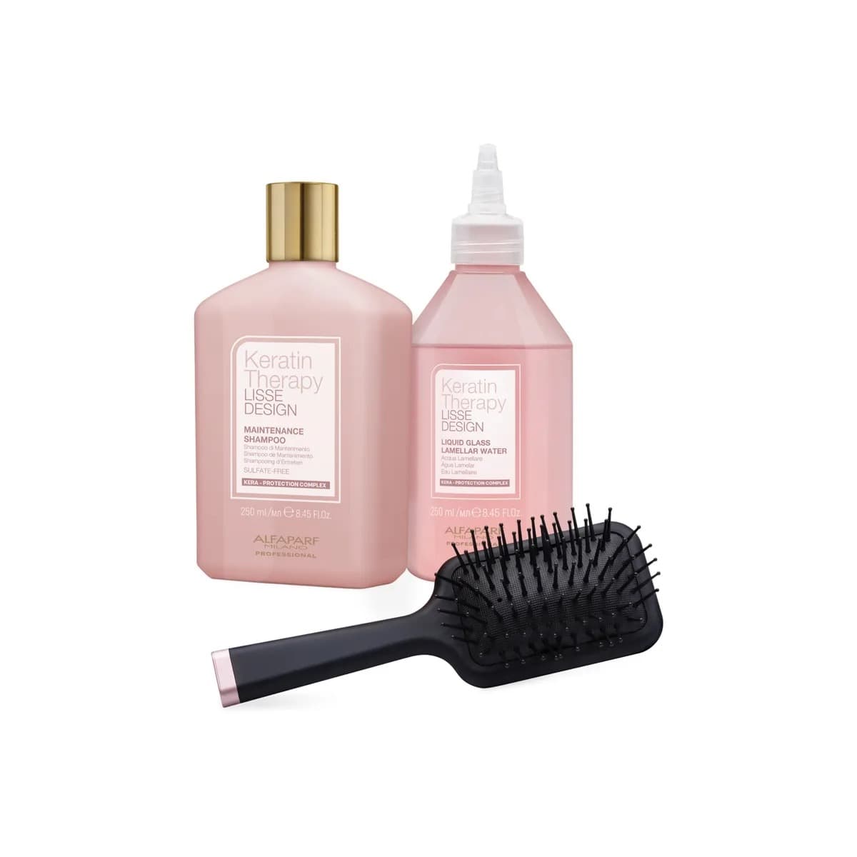 Keratin Therapy Lisse Design, zestaw przedłużający efekt, Glass Hair Kit (szampon + woda lamelarna)