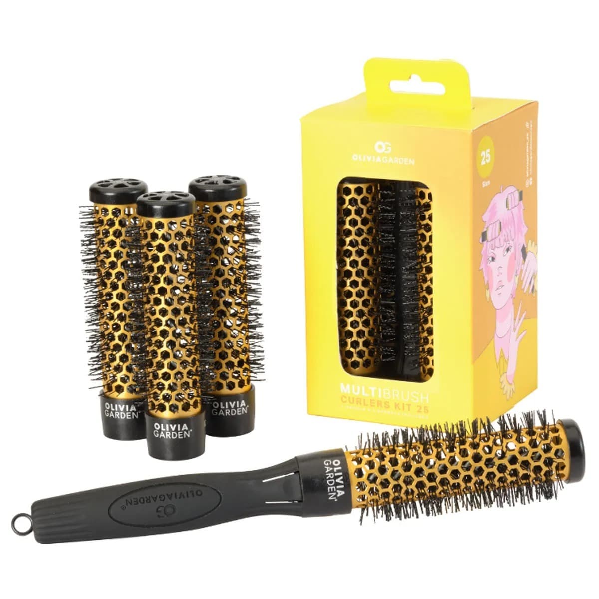 Multibrush Curlers Kit, zestaw szczotek do włosów, 25mm