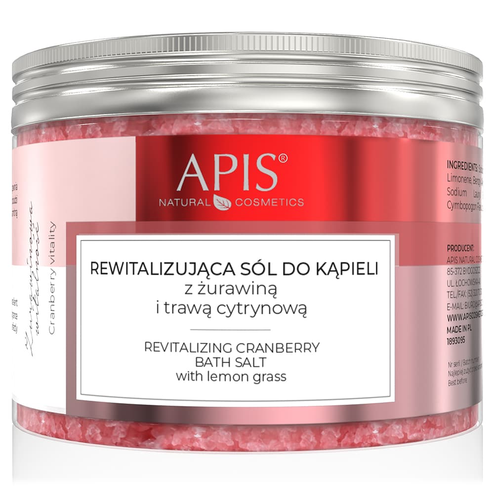 APIS - Rewitalizująca sól do kąpieli z żurawiną i trawą cytrynową