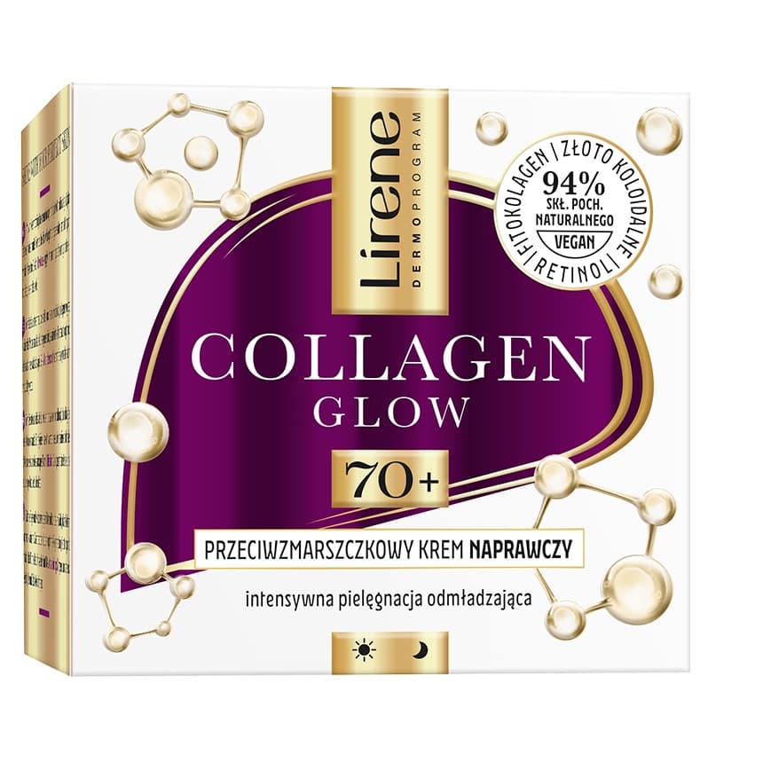 COLLAGEN GLOW - 70+ - Przeciwzmarszczkowy krem naprawczy do twarzy - Dzień/Noc -