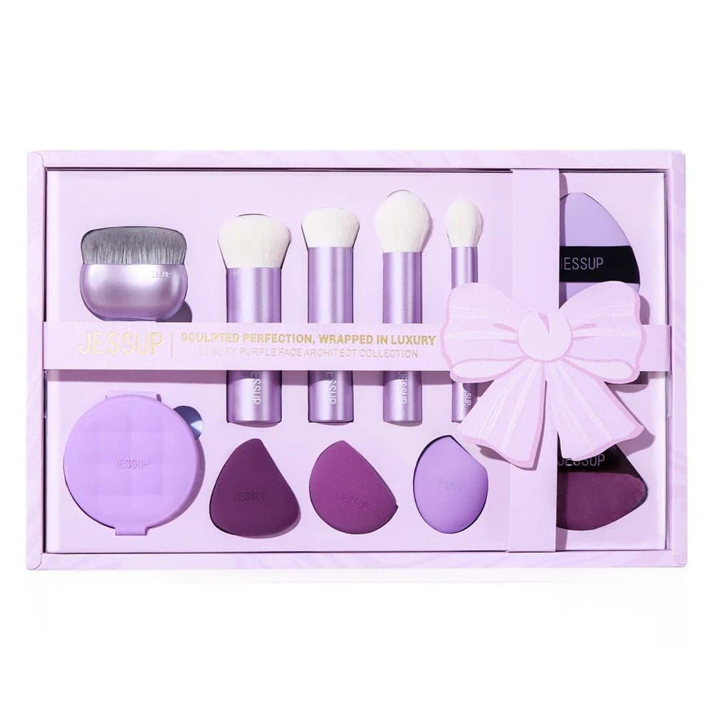 Luxury Purple Face Architect Collection zestaw pędzli i gąbeczek do makijażu