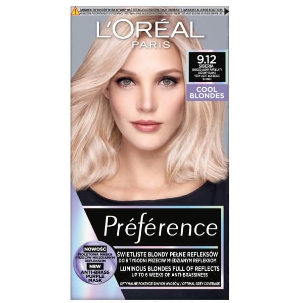 Loreal Preference Cool Blondes Farba do włosów - 9.12 Siberia (2x +)