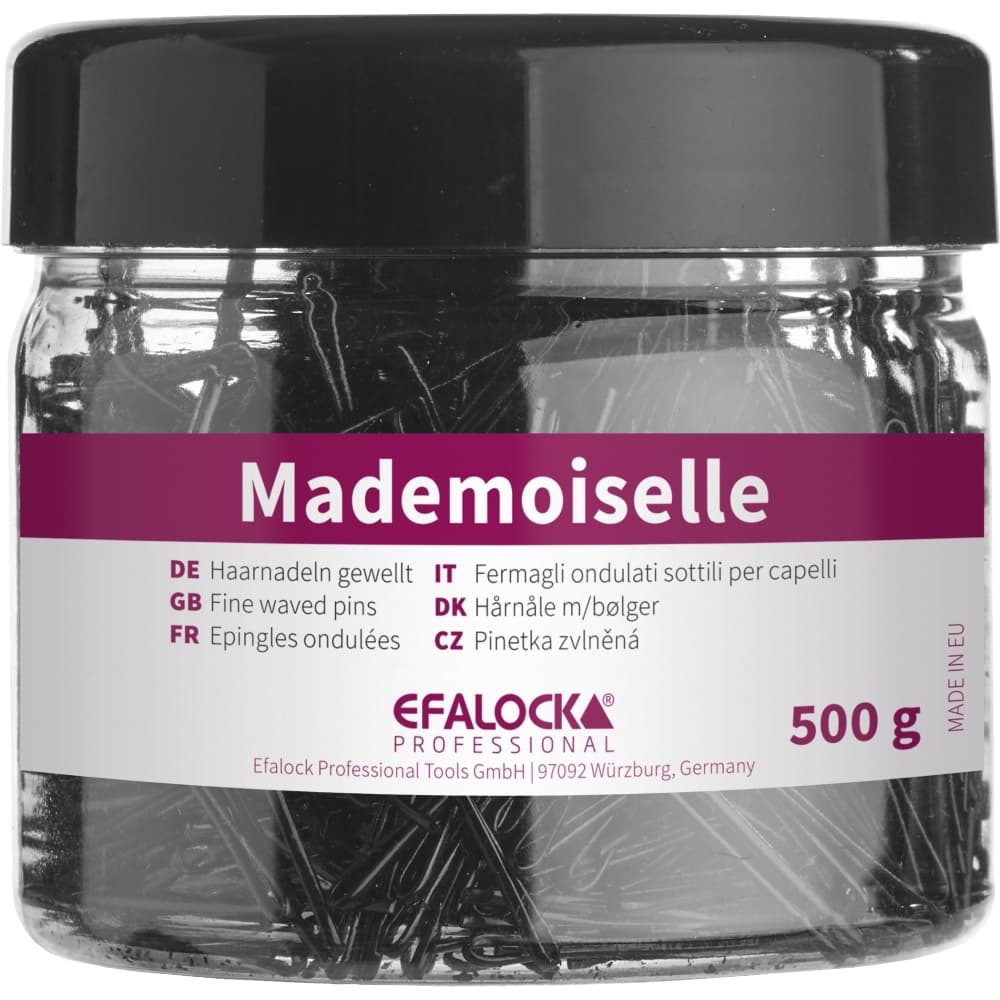 Mademoiselle, spinki do koka karbowane 45mm,, czarny
