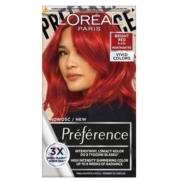 Loreal Preference Vivid Colours Trwała Farba Do Włosów 8.624 Bright Red